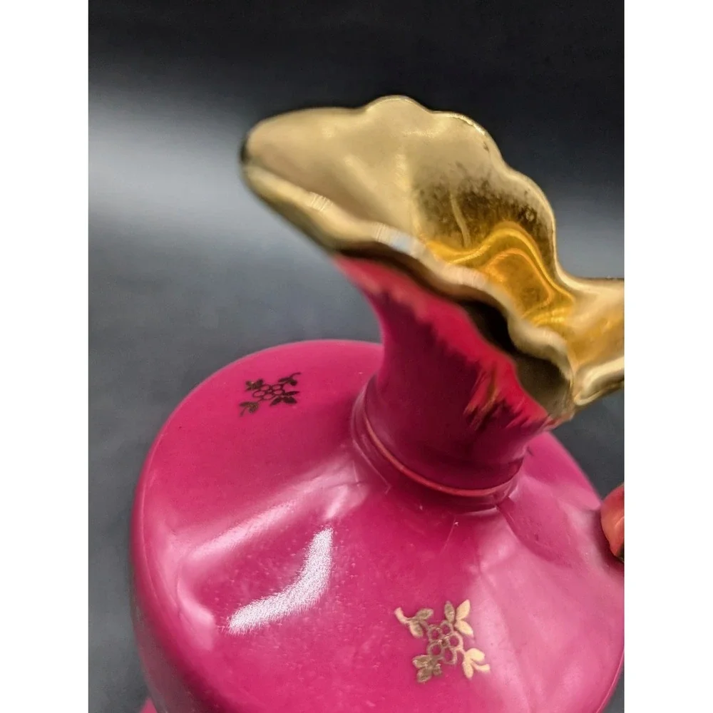 Limoges France Pitcher Fuchsia Pink Gold Fragonard Courting Couple Ewer